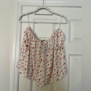 Floral Off the Shoulder Tie Sleeve Top
